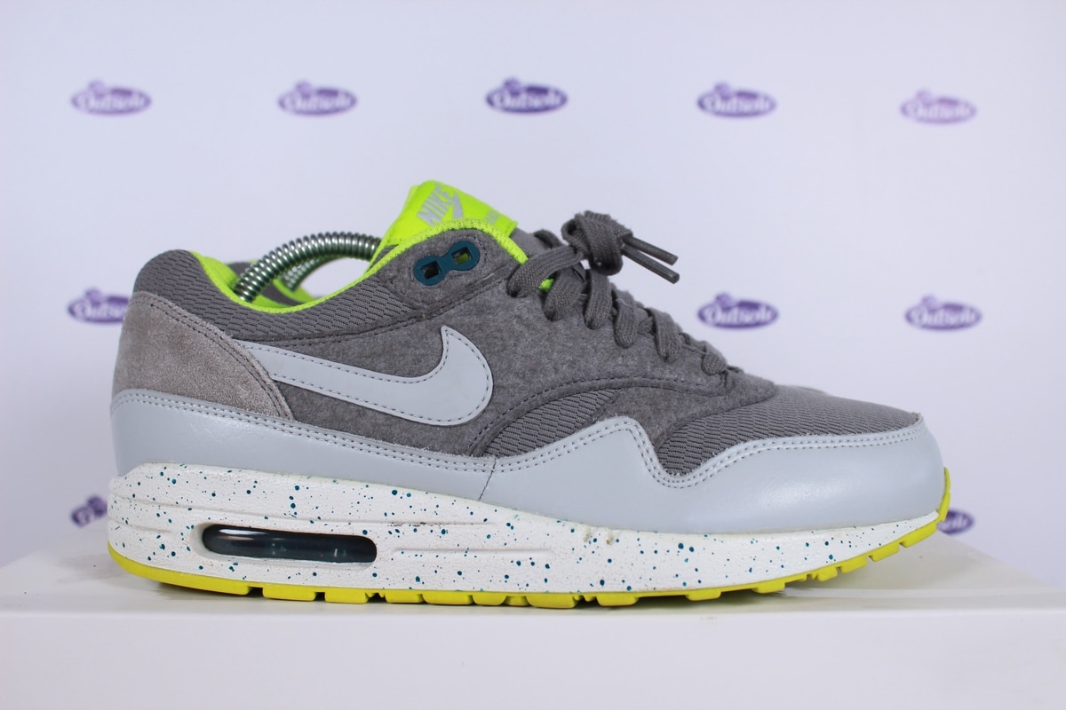 les Tekstschrijver thee Nike Air Max 1 Canyon Grey Volt Speckled • ✓ Op voorraad bij Outsole