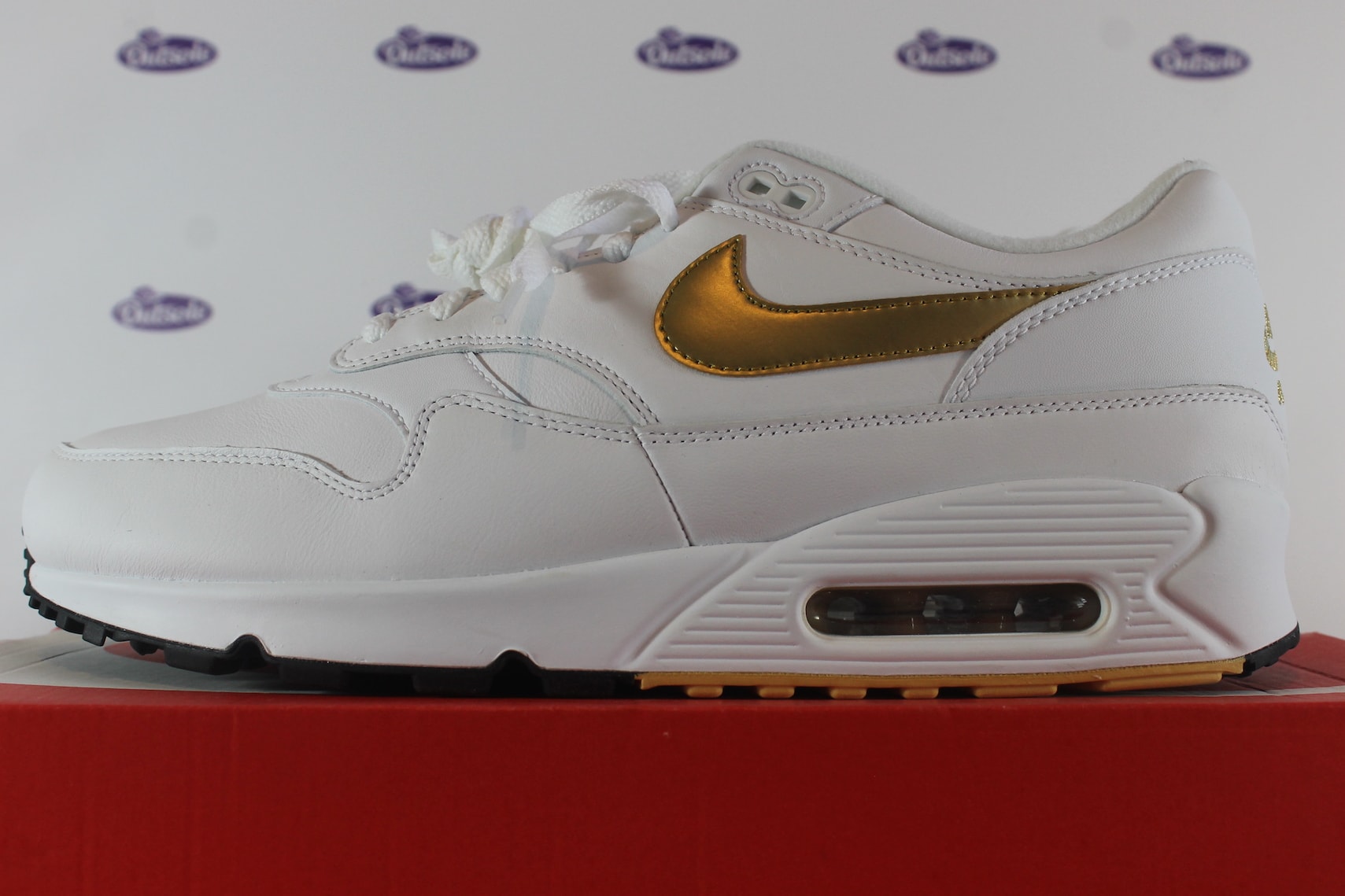 Nike Air Max 90/1 White Metallic Gold • ✓ Op voorraad Outsole