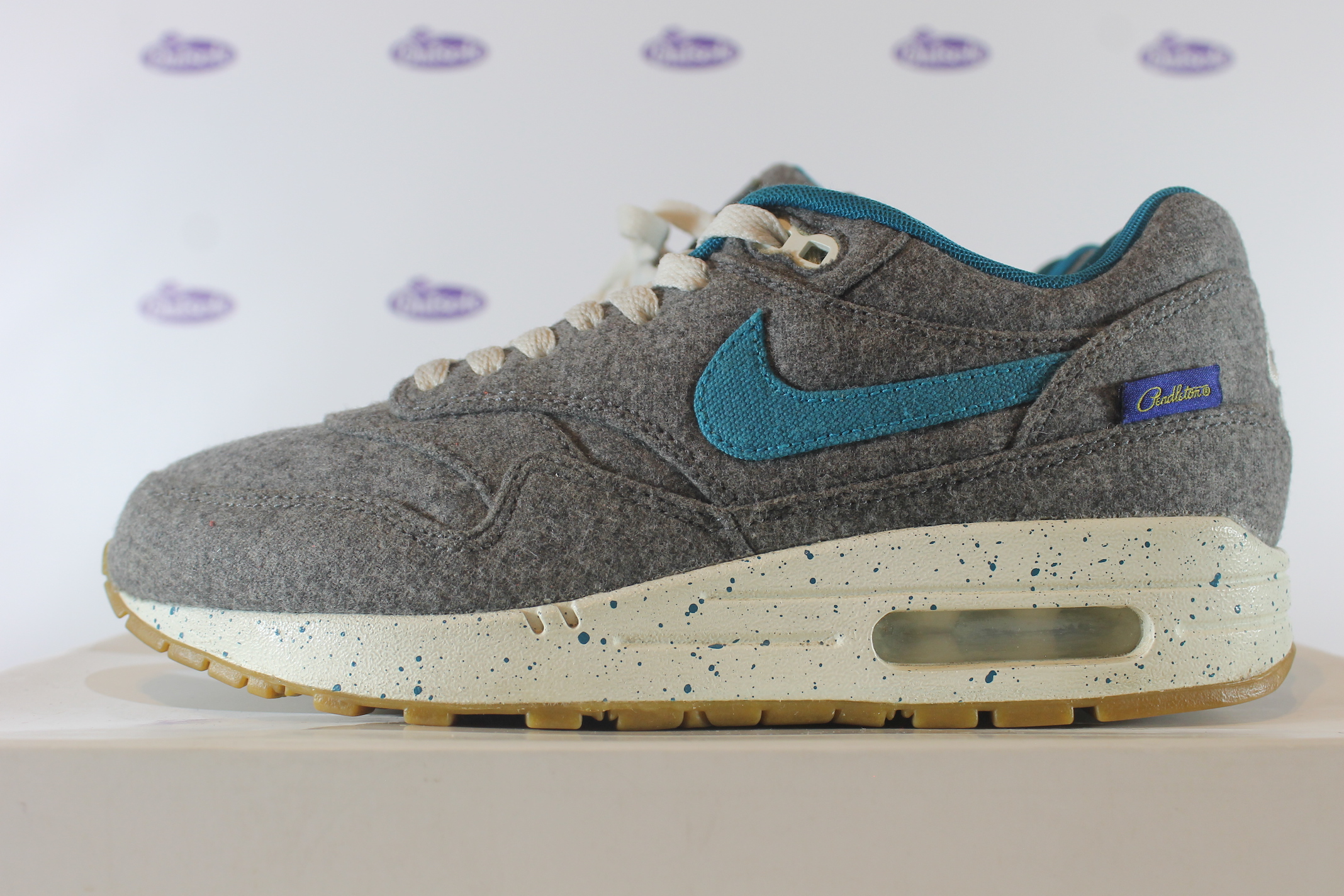 Air Max 1 ID Premium Pendleton Grey Blue • ✓ In stock at Outsole
