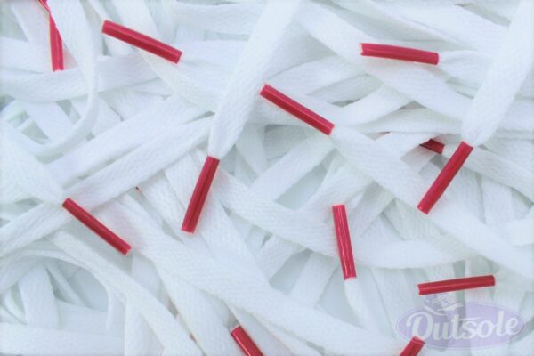 White Nike laces Cherry colored tips Witte Nike veters