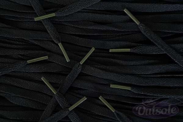 Colored Tips laces Black Olive Green veters
